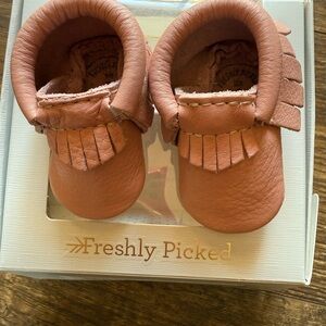 Freshly Picked Coral Moccasins for Kids